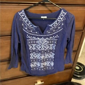 Maison Jules size L Blue Embroidered Top